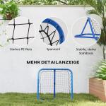 Fotbollsmål Rebounder Blå av Metall och Nät för Fotbollsträning Hopfällbar Kickback Vägg Justerbar 63 x 63 cm