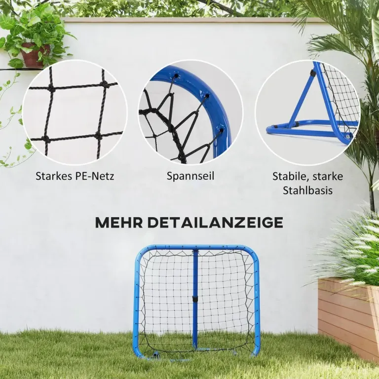 Fotbollsmål Rebounder Blå av Metall och Nät 63 x 63 cm