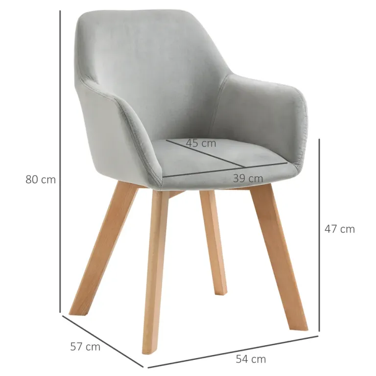 Matsalsstolar Köksstolar Set om 2 Grå av Tyg 54 x 57 x 80 cm