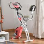 X-Bike 2-i-1 Motionscykel med LCD-skärm och Pulsmätare, Hopfällbar, 8 Nivåers Magnetiskt Motstånd, 1 Par Spännlinor, Stålrosa, 105 x 48 x 118 cm