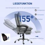 Kontorsstol Chefsstol Ljusgrå av Tyg och Metall för Kontor Ergonomisk med Liggfunktion och Fotstöd 135 kg