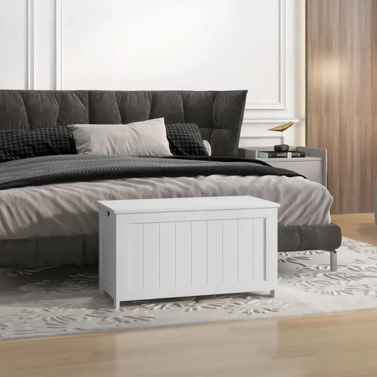 Förvaringslåda Utrustningslåda Vit av Trä 81 x 40 x 46 cm