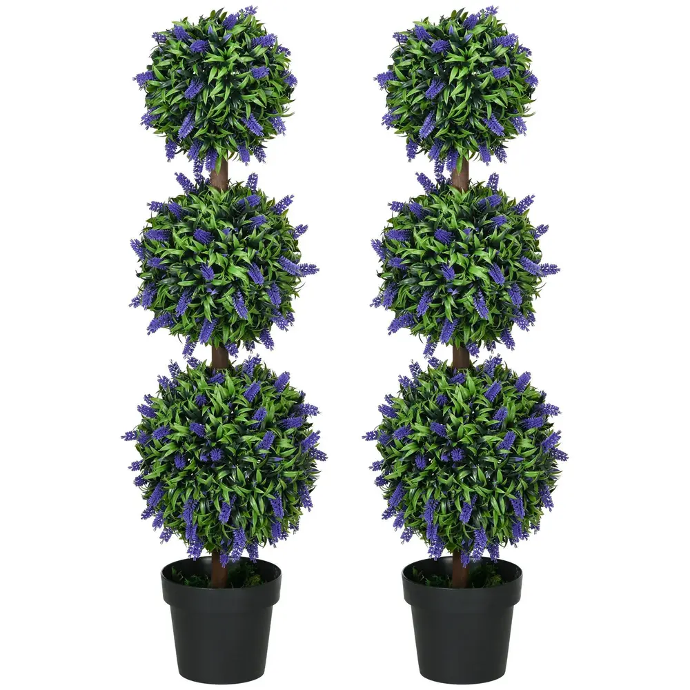 Konstgjord Växt Lavendelträd Set 2 Krukväxter 110 Cm