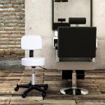 Ergonomisk Rullpall med Ryggstöd Justerbar Snurrpall Bekväm Sits Konstläder för Klinik eller Kontor Vit 35 X 72-84 Cm