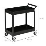 Verkstadsvagn Verktygsvagn med 2 Nivåer Svart av Stål för Garage och Verkstad Transportvagn med Hjul 150 kg 84,5 x 38 x 84 cm