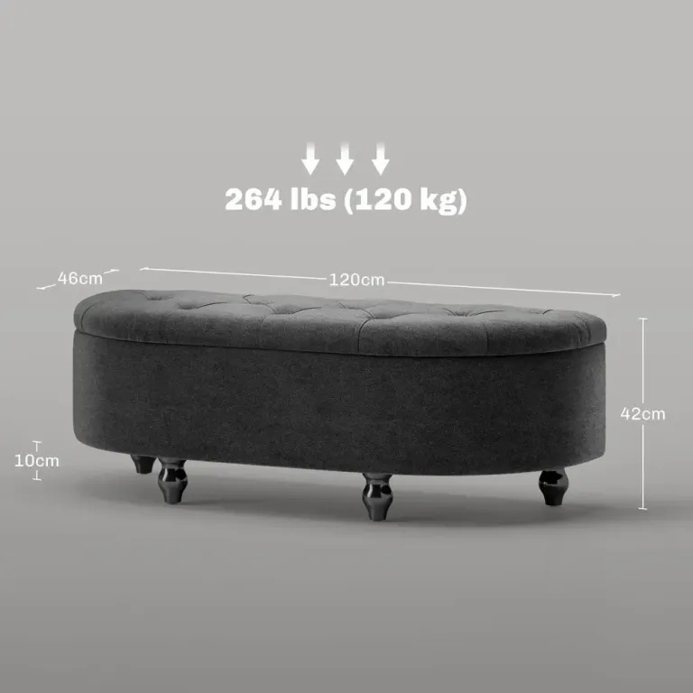 Sittbänk med Förvaring i Sammet 120 cm Mörkgrå