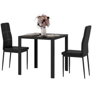 Matsalsset med Bord och 2 Stolar, Platssparande, Svart