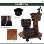 Cascade Fontän Träfat med Vattenpump Inomhusfontän Granträ och Förkolnat Trä för Trädgård och Terrass 60 X 60 X 78 Cm