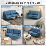 Soffa Loveseat Mörkblå av Tyg och Stål för Vardagsrum och Sovrum 2-Sits Stoppad Soffa med Tjock Dyna Modern Design