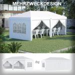 Gazebo Trädgårdspaviljong Vit av Stål och Oxford Tyg för Trädgård Hopfällbar med UV-skydd Sidoväggar och Fönster 5,85 x 2,95 m