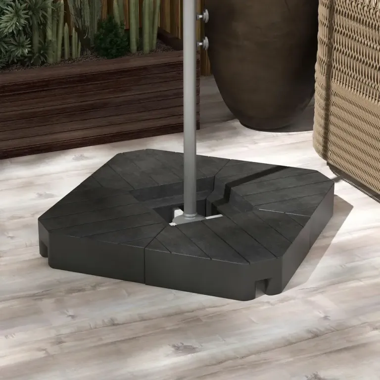 Parasollstativ Parasollvikt 4-Delad Svart av Hdpe