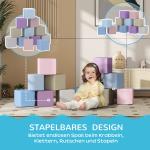 Mjuka Byggklossar, 12 Kuber à 20 x 20 x 20 cm, Lättskött och Barnsäkert, för 1–3 År, Konstläder