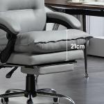 Kontorsstol Chefsstol Ljusgrå av Tyg och Metall för Kontor Ergonomisk med Liggfunktion och Fotstöd 135 kg