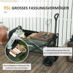 Hopfällbar Trädgårdsvagn Transportvagn med Avtagbar Presenning, 120 kg, 95 L, Grön