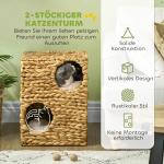 Skraptunna Klösmöbel Ljusbrun av Vattenhyacint för Katter 55 cm Hög med 2 Grottor och Kuddar