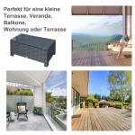 Sidobord i Konstrotting för Utomhusbruk, Väderbeständigt Soffbord för Balkong och Terrass, Praktisk Förvaring, Svart, 85 x 50 x 39 cm