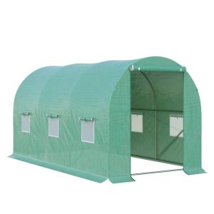 Folieväxthus Rundbåge Grön 6 Nätfönster för Ventilation Optimalt Klimat för Tomat och Grönsaker 395 X 195 X 190 Cm