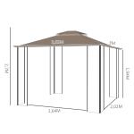 Trädgårdspaviljong med Dubbeltak, Rymligt Partytält med Myggnät, Elegant Solskydd för Sommarfester, Brun/Beige, 3,65 x 3 m