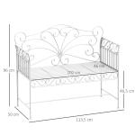 Trädgårdsbänk Vit Metall Dekorativ 2-Sits Soffa för Trädgård och Uteplats Vintage-Design Slitstark 100 Cm