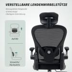 Ergonomisk Kontorsstol med Fällbara Armstöd och Justerbart Svankstöd, Svart