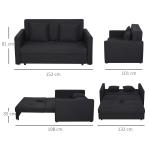 Bäddsoffa 2-Sits Soffa Kolgrå av Polycotton och Trä för Vardagsrum med Sängfunktion och Förvaringsutrymme Bekväm 152 x 101 x 81 cm