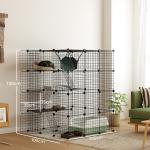 Inomhus Katthölje 4-nivå DIY med Metalltråd, Hängmatta, Rampdörrar och Hoppplattformar