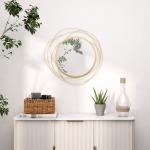 Rund Väggspegel med Metallram, Guld, Ø65 cm