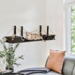 Väggmonterad Klösmöbel med Bro, Klättervägg för Katter med Sisalpelare, Aktivitetscenter för Väggmontering, Brun, 96 x 20 x 25,5 cm