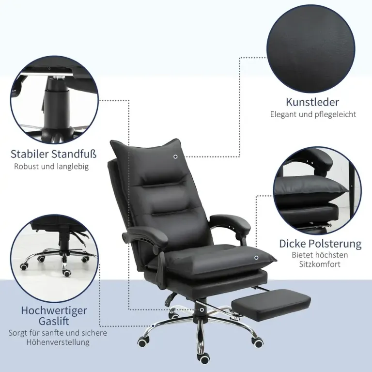 Ergonomisk Kontorsstol med Armstöd och Fotstöd