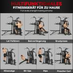 Multigym Hemmagym Multifunktionell Svart Stål för Helkroppsträning Träningsstation med Bänk och Vikter Justerbar Design för 10 Övningar