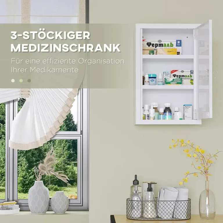 Låsbart Medicinskåp i Stål Väggmonterat 30 x 14 x 46 cm