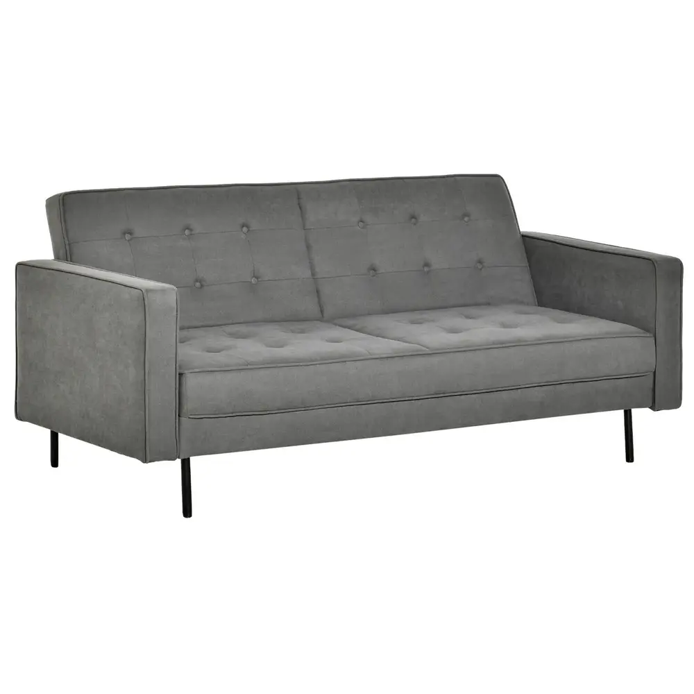 Bäddsoffa i Vintage-Stil Fällbar Soffa med Träben i 3-Sits