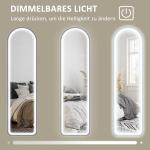 Hellängdsspegel Stående Spegel med LED Belysning Svart av Glas för Sovrum och Vardagsrum Väggspegel med Stativ 150 x 40 cm