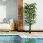 Konstgjord Växt Bambu Grön av Plast och Tyg för Vardagsrum Dekorativt Träd med Plantering Naturlig Look Lättskött 180 cm