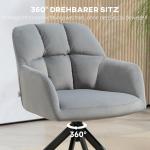 Fåtölj Loungestol Grå av Sammetslook och Metall för Vardagsrum Vridbar Stol med Armstöd