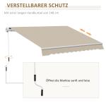 Infällbar Markis med Handvev, Metallram, Polyester, Vit + Beige, 3,95 x 2,45 m