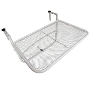 Balkonghängbord Höj- och Sänkbart Fyrkantigt Trädgårdsbord Metall för Terrass och Trädgård Vit 60 X 56,5 X 45 Cm