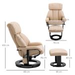 Elektrisk Massagestol med Liggfunktion, Bekväm Relaxfåtölj med 5 Massagelägen, Stilren TV-Stol i Konstläder, Krämvit, 84 x 92 x 109 cm