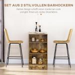 Barstolar Köksstolar Set om 2 Gul Svart av PE-Rotting och Metall för Kök och Bar Boho Design med Ryggstöd och Fotstöd 42,5 x 52 x 102 cm