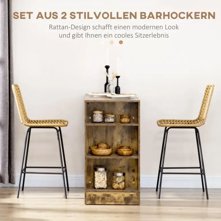 Barstolar Köksstolar Set om 2 Gul Svart 42,5 x 52 x 102 cm