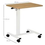 Höj- och Sänkbart Laptopbord på Hjul, Mobilt Sidobord för Soffa och Säng, Smidig Arbetsplats för Hemmet, Natur/Vit, 70-110 cm