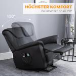 Avslappningsstol med Ståhjälp Svart av Konstläder för Vardagsrum Elektrisk Massagestol med Värmefunktion och Fjärrkontroll