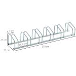 Cykelställ för 6 Cyklar, Robust Parkeringsställ för Golv eller Vägg, Väderbeständig Förvaring av Cyklar, Silver, 179 x 33 x 27 cm