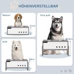 Hundskål Matbar Höj- och Sänkbar med Förvaring Grå av Rostfritt Stål och Plast för Stora Hundar Ergonomisk Foderstation 2 x 2 l