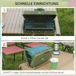 Bordsgrill Kolgrill Grön av Rostfritt Stål för Picknick och Trädgård Kompakt Grill med Kolbricka och Handtag