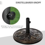 Parasollfot Cement och Konstharts Stabilt Paraplystativ Antik Design Rund Hållare för Trädgårdsparasoll Brons 48 X 34 Cm 13 Kg