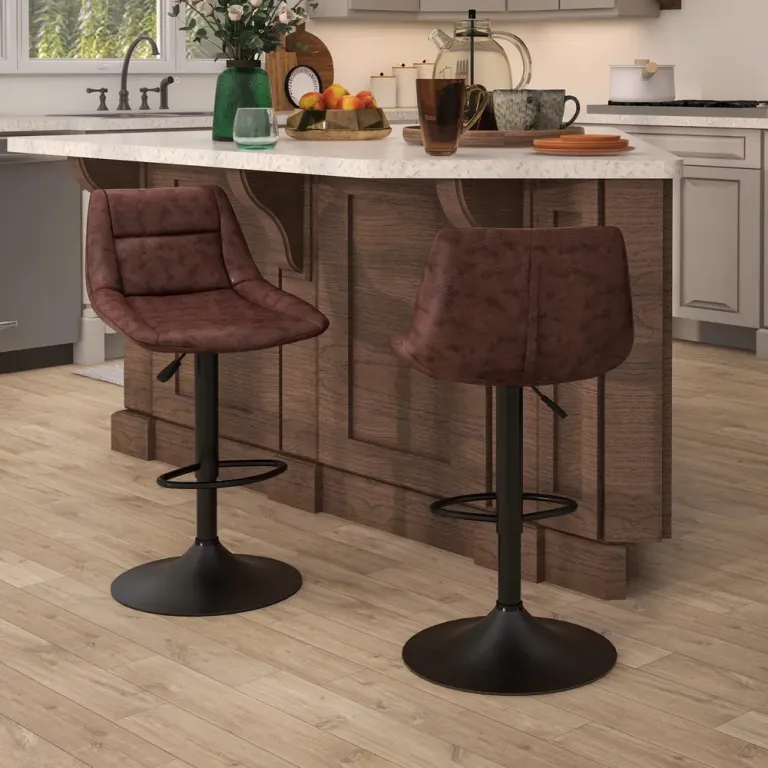 Barstolar Bänkpallar Set om 2 Brun 44 x 49 x 90-110 cm