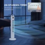 Tornfläkt Piedestalfläkt med Fjärrkontroll Vit av Plast för Sovrum Golvfläkt med 3 Ventilationsnivåer och Timer 55 W