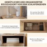 Sängbord Väggmonterat Ljusbrun Spånskiva för Sovrum Vägghängt Nattduksbord med Låda och Öppen Hylla Svävande Design Modern Inredning