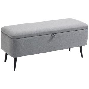 Stoppad Förvaringsbänk med Linnelook, upp till 150 kg, Grå, 101 x 38,5 x 44,5 cm